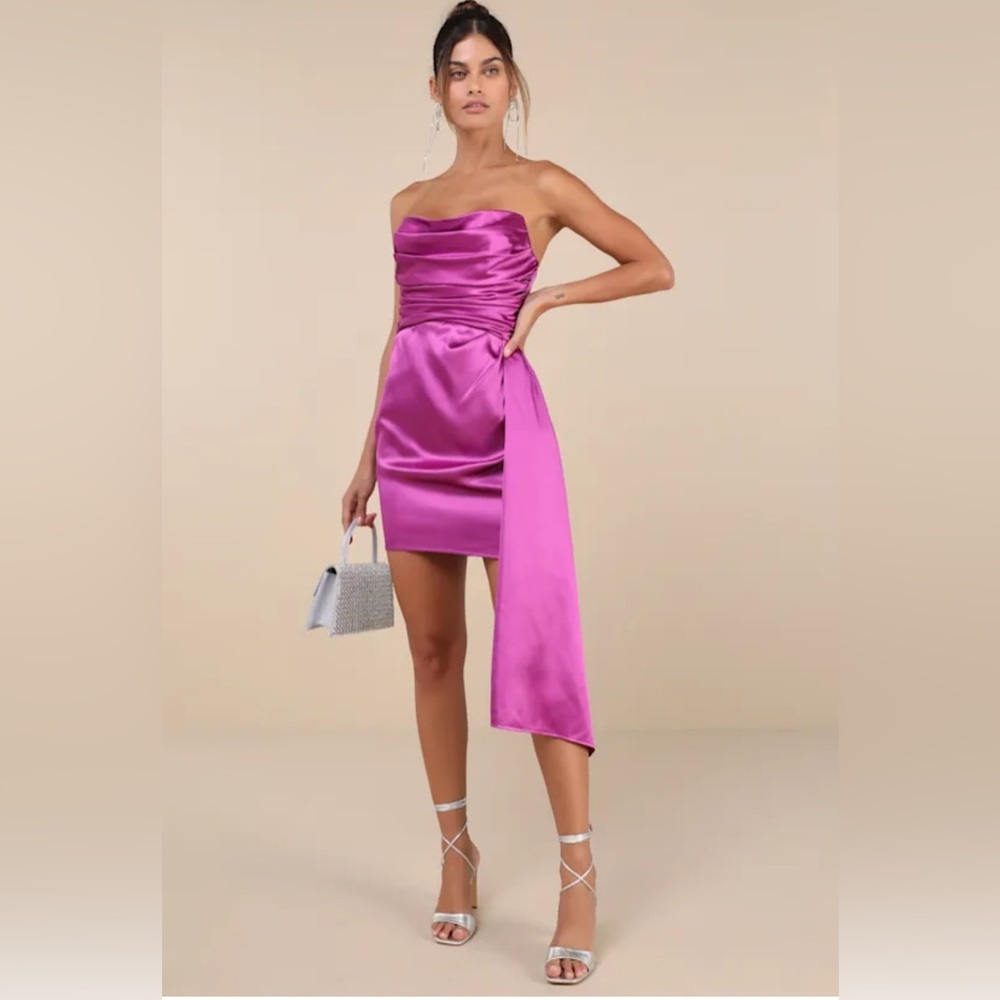 Lulus Satin Magenta Mini Dress NWT